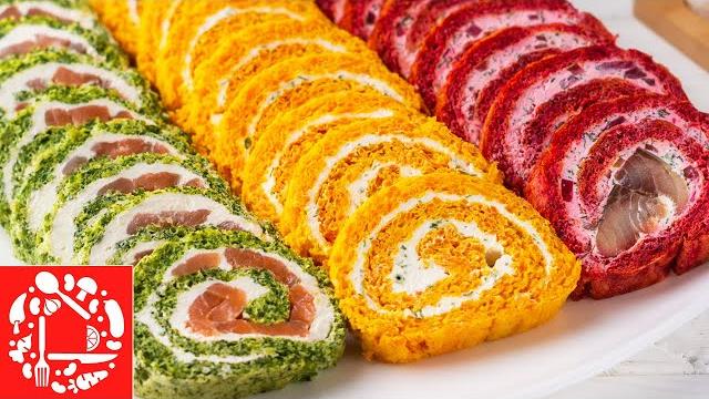 Шикарная закуска! 3 закусочных рулета на новогодний стол 2022 Шикарная закуска! 3 закусочных рулета на новогодний стол 2022