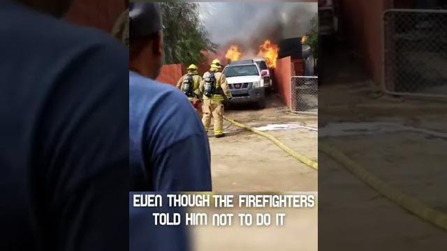 Owner saves his dog from being trapped in a car on fire! Owner saves his dog from being trapped in a car on fire!