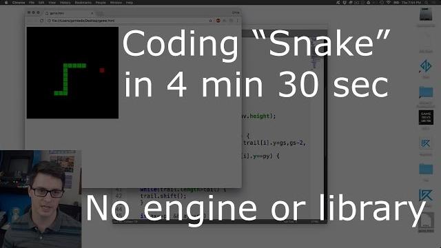 Coding "snake" in 4 min 30 sec (plain browser javascript) Coding "snake" in 4 min 30 sec (plain browser javascript)