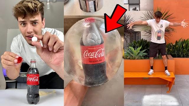 Coke & mentos bottle inside balloon!! *experiment!* - #shorts Coke & mentos bottle inside balloon!! *experiment!* - #shorts