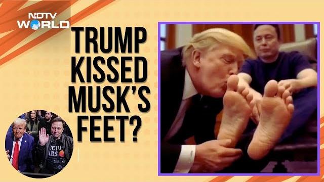 Trump musk kiss | truth behind trump kissing musk's feet viral video that played in us govt office Trump musk kiss | truth behind trump kissing musk's feet viral video that played in us govt office