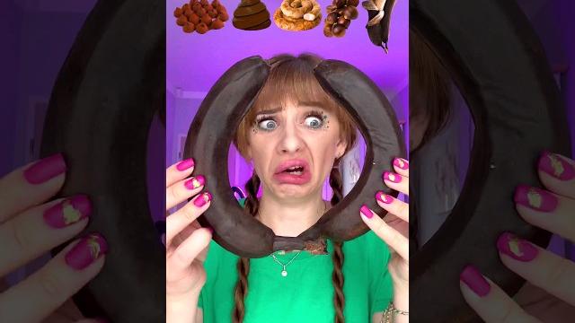 Asmr emoji eating only brown food mukbang #shorts Asmr emoji eating only brown food mukbang #shorts