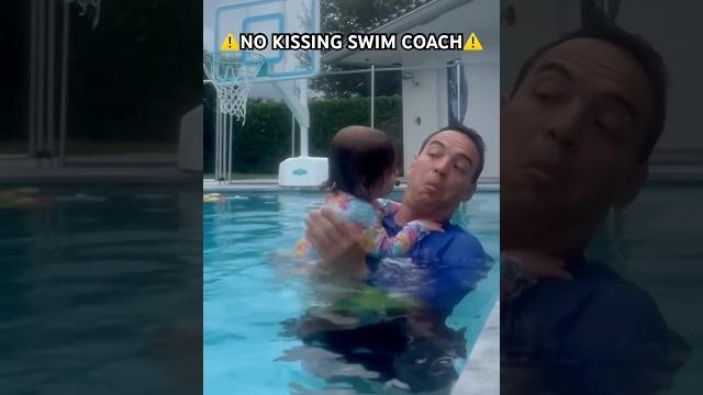 Little girl tries to kiss the swim coach️ Little girl tries to kiss the swim coach️