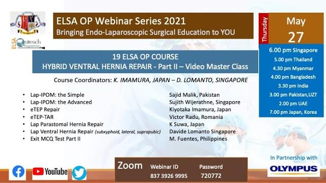 Elsa op 19 webinar on endo-laparoscopic ventral hernia repair - part 2 - video master class Elsa op 19 webinar on endo-laparoscopic ventral hernia repair - part 2 - video master class