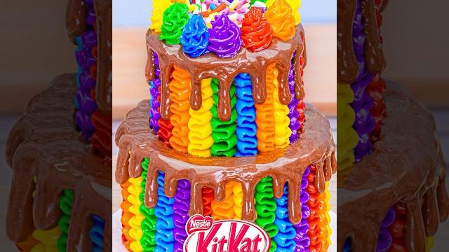 How to make miniature rainbow kitkat cake How to make miniature rainbow kitkat cake