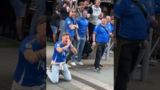 Albania fan playfully taunts italian supporters by snapping spaghetti ahead of euro 2024 match Albania fan playfully taunts italian supporters by snapping spaghetti ahead of euro 2024 match