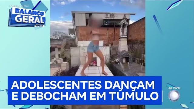 Jovens debocham e dançam em cima de túmulo em goiás Jovens debocham e dançam em cima de túmulo em goiás