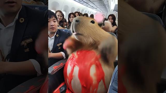 卡皮巴拉在飞机上揉出好多泡沫 capybara rubbing a lot of foam on the plane #capybara #funny #animals #カピバラさん 卡皮巴拉在飞机上揉出好多泡沫 capybara rubbing a lot of foam on the plane #capybara #funny #animals #カピバラさん