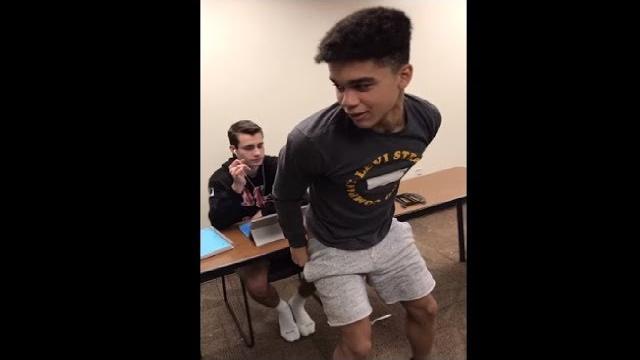 Guy finished a double backflip farting in his friend's face Guy finished a double backflip farting in his friend's face