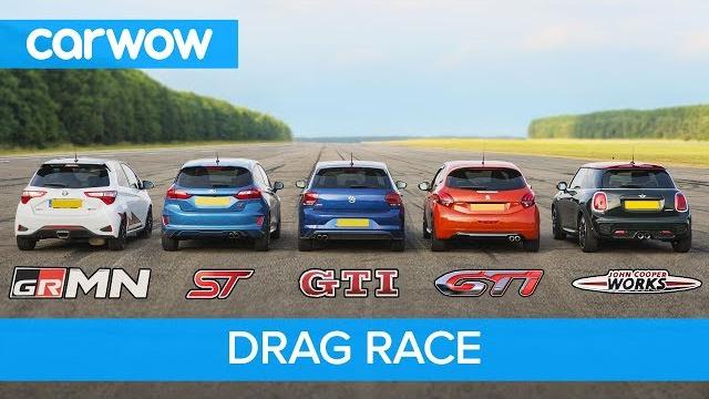 Polo gti vs fiesta st vs yaris grmn vs mini jcw vs 208 gti - drag race and rolling race Polo gti vs fiesta st vs yaris grmn vs mini jcw vs 208 gti - drag race and rolling race