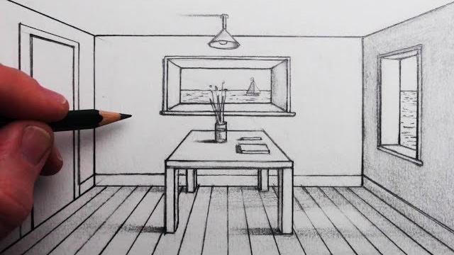 How to draw a room in 1-point perspective for beginners How to draw a room in 1-point perspective for beginners