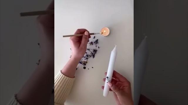Diy floral gold leaf candles #shorts Diy floral gold leaf candles #shorts