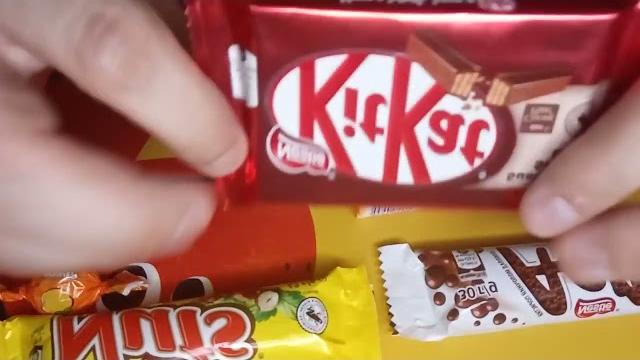 Some lot's of candies: milka chocolate vs nuts vs aero chocolate, vs mamba gum vs lollipops Some lot's of candies: milka chocolate vs nuts vs aero chocolate, vs mamba gum vs lollipops