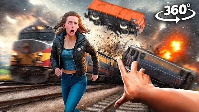 360 video car is stuck on train tracks. train accident & derailment virtual reality 4k 360 video car is stuck on train tracks. train accident & derailment virtual reality 4k