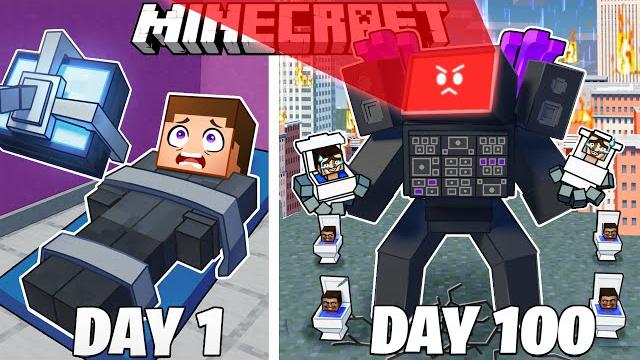 I survived 100 days as tv man in hardcore minecraft! I survived 100 days as tv man in hardcore minecraft!