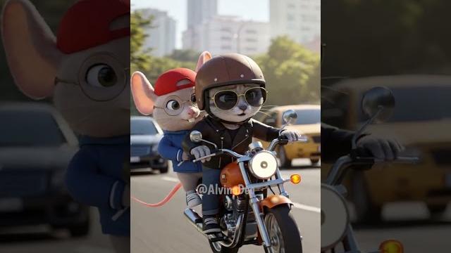 Nobon & timo (cat & mouse) he ridding a motorbike #aivideo #funny #cat #mouse #cute #cartoonvideo Nobon & timo (cat & mouse) he ridding a motorbike #aivideo #funny #cat #mouse #cute #cartoonvideo