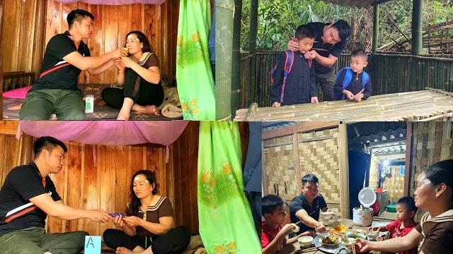 Mother is sick, 2 sons ask neighbor to call father to buy medicine for mother .dang thi du Mother is sick, 2 sons ask neighbor to call father to buy medicine for mother .dang thi du