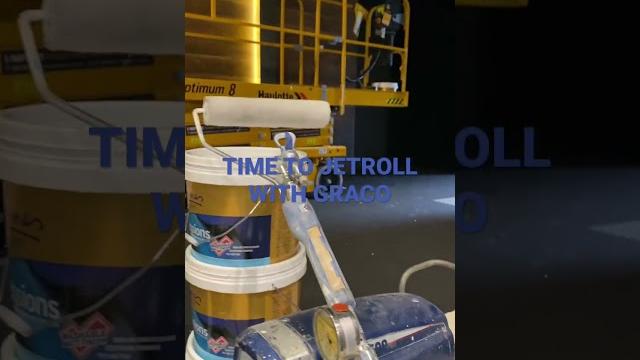 Time to jetroller and make these walls #graco #paintroller #haymes #ewp #scissorlift #dulux Time to jetroller and make these walls #graco #paintroller #haymes #ewp #scissorlift #dulux