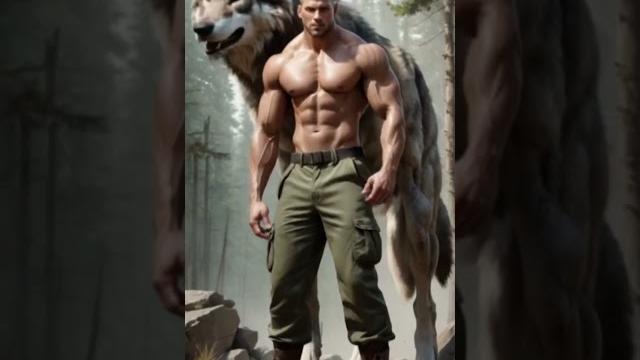 Wolf vs muscular man Wolf vs muscular man