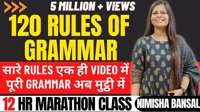 120 rules of grammar | पूरी grammar अब मुट्ठी में | सारे rules एक ही video में | nimisha bansal 120 rules of grammar | पूरी grammar अब मुट्ठी में | सारे rules एक ही video में | nimisha bansal
