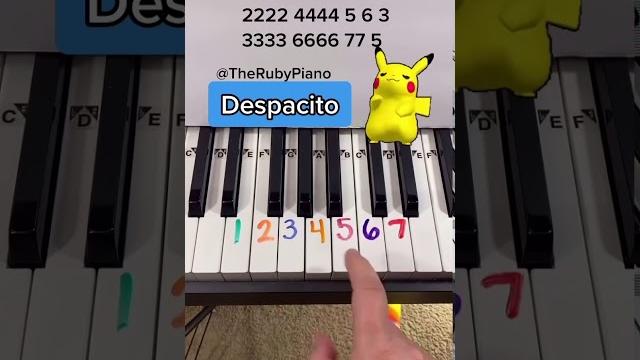 Despacito piano easy tutorial with numbers #shorts #piano Despacito piano easy tutorial with numbers #shorts #piano