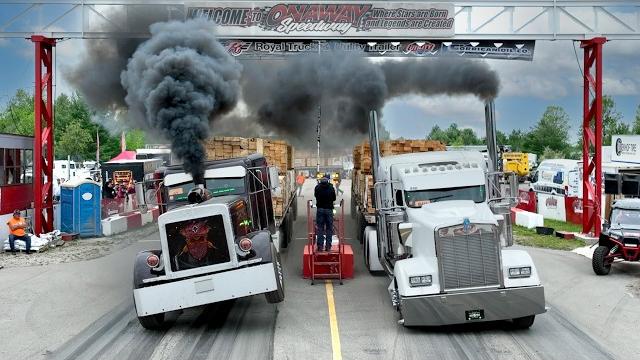 3,000hp semi trucks vs 120,000 pound trailers - drag racing! (great lakes big rig challenge) 3,000hp semi trucks vs 120,000 pound trailers - drag racing! (great lakes big rig challenge)
