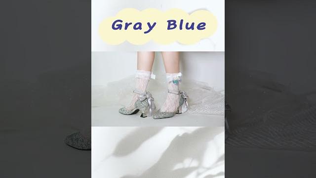 Bowknot lolita shoes, mysterious black, unique gray-blue, pearl and sequin design, full of elegance Bowknot lolita shoes, mysterious black, unique gray-blue, pearl and sequin design, full of elegance
