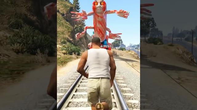 Gta v: franklin saving halloween from thomas.exe train #shorts Gta v: franklin saving halloween from thomas.exe train #shorts