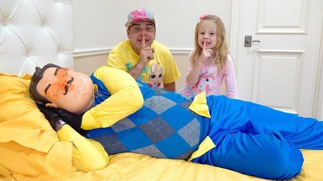 Nastya and dad are trying to make friends with a neighbor Nastya and dad are trying to make friends with a neighbor
