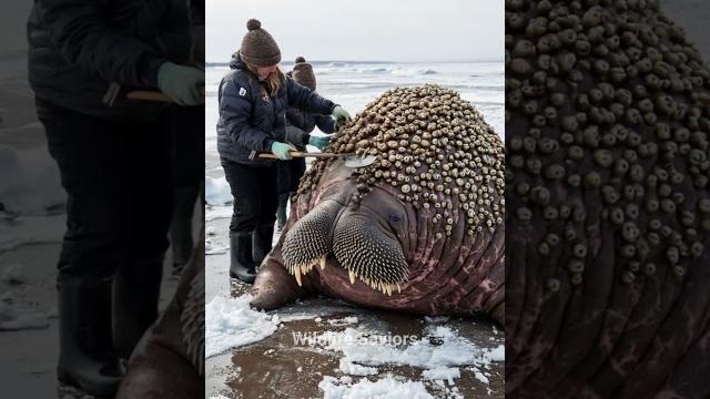 The rescue of walrus from parasitic creatures #walrus #animalrescue #animals #sealife #arctic The rescue of walrus from parasitic creatures #walrus #animalrescue #animals #sealife #arctic