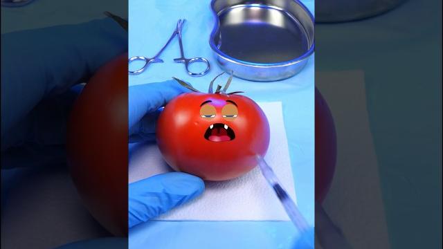 Tomato has babies | fruit surgery #shorts Tomato has babies | fruit surgery #shorts