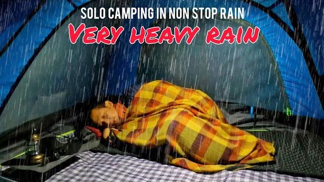 Solo camping heavy rain - hiking in long heavy rain non stop - asmr Solo camping heavy rain - hiking in long heavy rain non stop - asmr