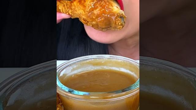 Jollibee fried chicken dipped in gravy Jollibee fried chicken dipped in gravy