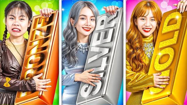 Poor bronze vs rich silver vs giga rich gold student at school Poor bronze vs rich silver vs giga rich gold student at school