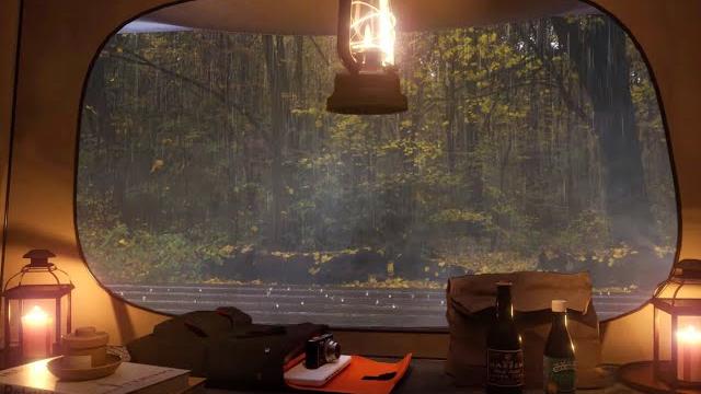 Sleep in the tent on a rainy day Sleep in the tent on a rainy day