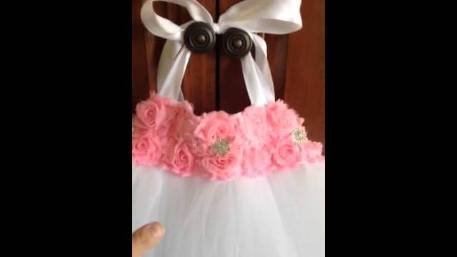 Pink and white flower girl dress - tutu dress Pink and white flower girl dress - tutu dress