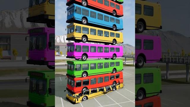 Mixed rainbow colour cars & buses fall crash #7 - beamng.drive Mixed rainbow colour cars & buses fall crash #7 - beamng.drive