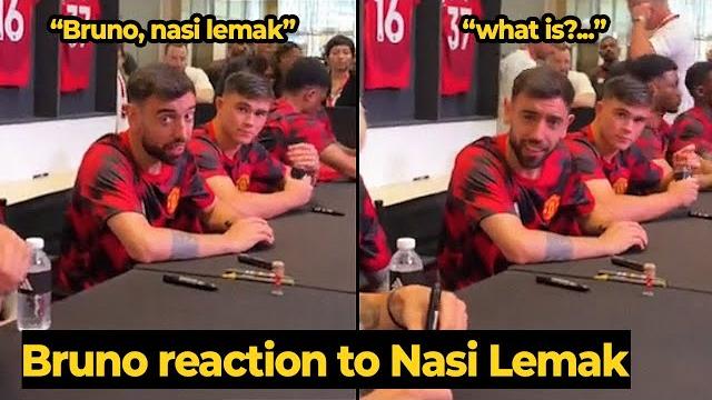 Bruno fernandes awkward reaction as malaysian fans asked him about "nasi lemak" | man utd news Bruno fernandes awkward reaction as malaysian fans asked him about "nasi lemak" | man utd news