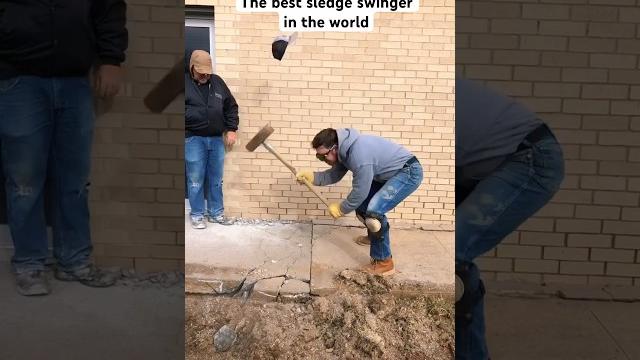 The best sledge swinger in the world! #viral #legend #sledge #hammer #sledgehammer #construction The best sledge swinger in the world! #viral #legend #sledge #hammer #sledgehammer #construction