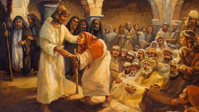 Jesus heals a crippled woman Jesus heals a crippled woman
