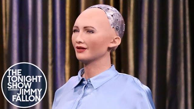 Tonight showbotics: jimmy meets sophia the human-like robot Tonight showbotics: jimmy meets sophia the human-like robot