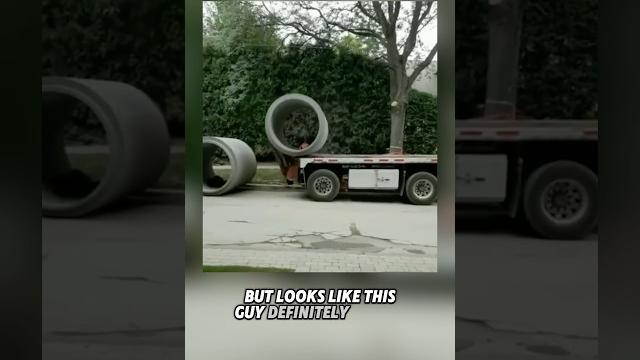 Professional driver unloading concrete pipes from his flatbed trailer. #trucking #trucker Professional driver unloading concrete pipes from his flatbed trailer. #trucking #trucker