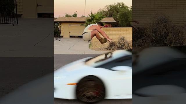Jumping over a lamborghini Jumping over a lamborghini