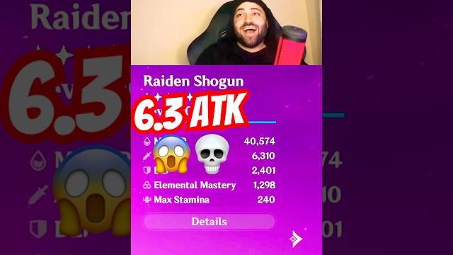 6.3 atk on #raidenshogun ️ #genshinimpact #shorts 6.3 atk on #raidenshogun ️ #genshinimpact #shorts