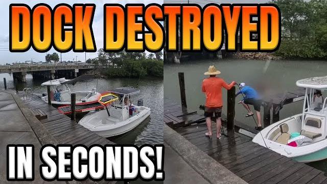 Double header dock destruction - man in the water Double header dock destruction - man in the water