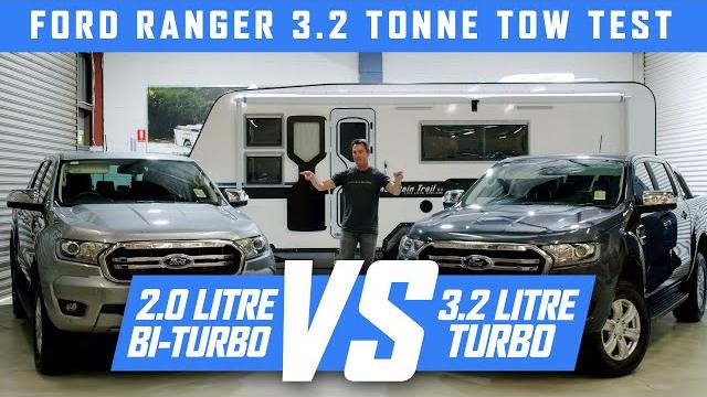 Ford ranger 2020 3.2 litre vs 2.0 litre bi-turbo tow test Ford ranger 2020 3.2 litre vs 2.0 litre bi-turbo tow test