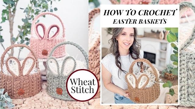 Wheat stitch crochet bunny basket pattern Wheat stitch crochet bunny basket pattern