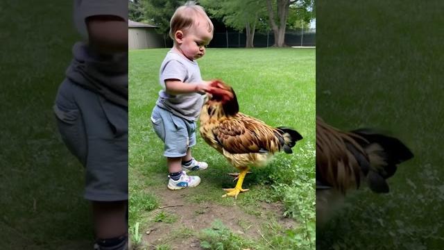 Kid seems very stubborn,attacked the female aggressive cock, see what happened next #wildlife #kids Kid seems very stubborn,attacked the female aggressive cock, see what happened next #wildlife #kids